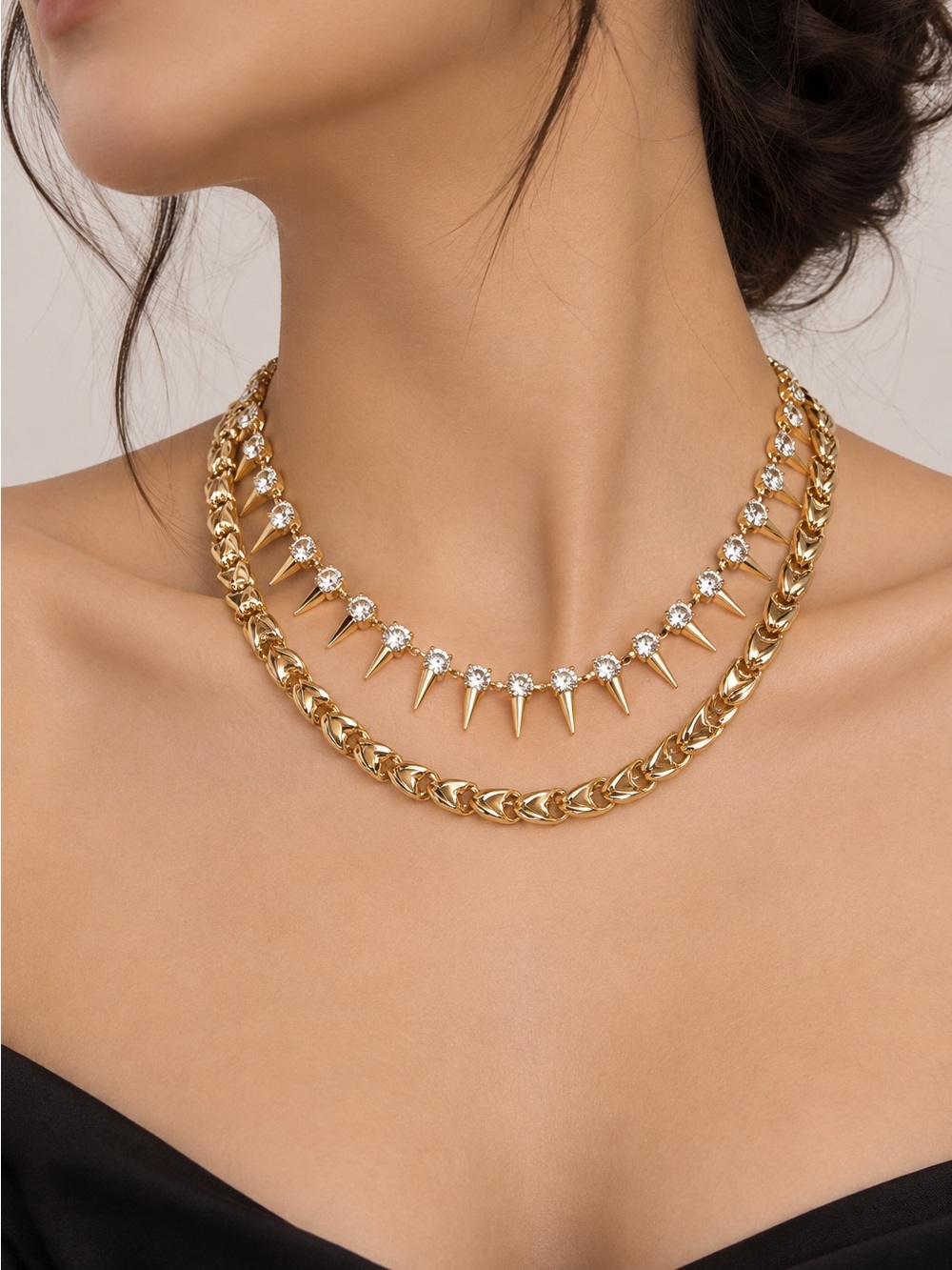 Rivet Rhinestone Necklace